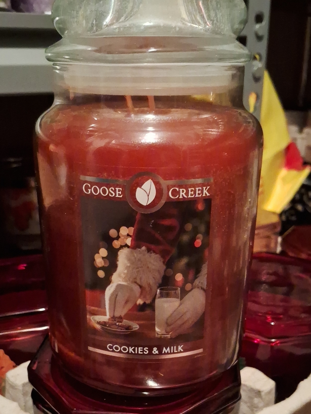 Goose Creek Cookies & Milk Scented Jar Candle - Deep Red